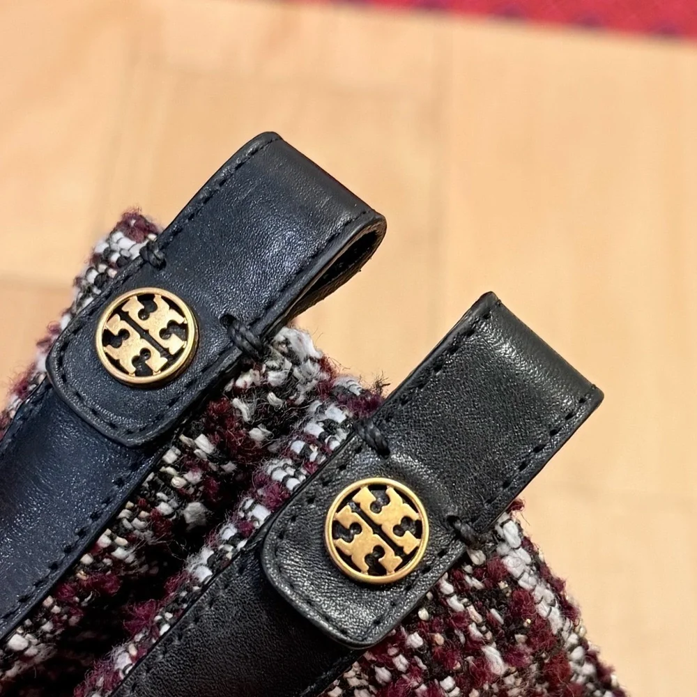 NWB Tory Burch Women’s Combat Lug Sole Tweed Leather Boots